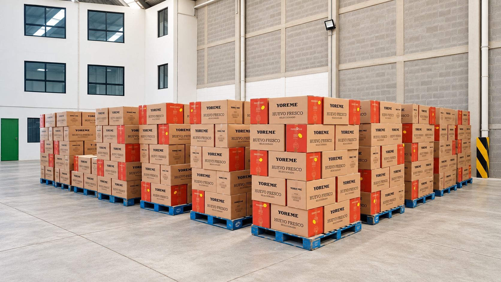 Inventario de huevo en el centro de distribución